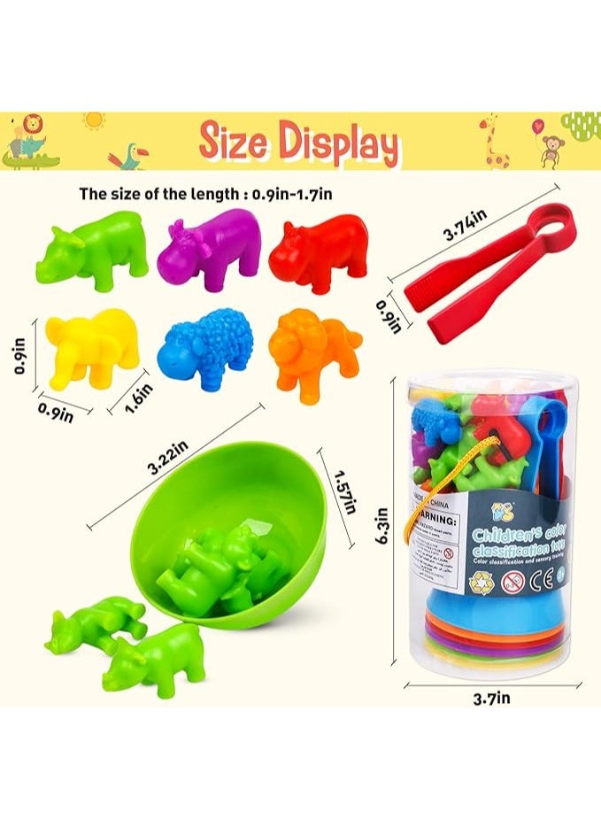 Counting Matching Game, Sorting Toys with Sorting Cups, Color Classification and Sensory Training Preschool Educational Learning Toys Set Gift for Toddler Montessori Toys for 3 4 5 Years Old-Animals  - Image 2