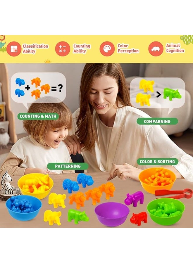 Counting Matching Game, Sorting Toys with Sorting Cups, Color Classification and Sensory Training Preschool Educational Learning Toys Set Gift for Toddler Montessori Toys for 3 4 5 Years Old-Animals  - Image 4