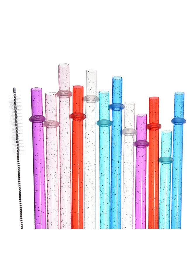Spot Cross-border Thick Hard Straw Silver Powder Color With Ring Straw Reusable Double Cup Straw With Brush-Color:Packing As Required-Specifications:Silver Powder Belt Ring 23cm  - Image 5
