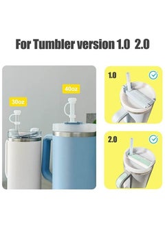 fantasize 12 PCS Silicone Spill Proof Stopper Set for Cup 1.0 and Cup 2.0 40oz or 30oz, Reusable Straw Cover Including 4 Square Spill Stopper, 4 Round Leak Stopper and 4 Straw Cover Cap White  - Image 3