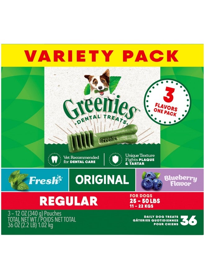 Greenies Regular Natural Dental Care Dog Treats, 36 oz. Variety Pack, 3 Packs of 12 oz. Treats - Image 1