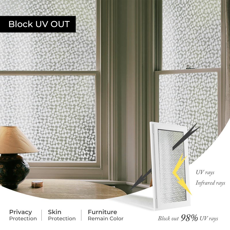 ADD.HERES Window Privacy Film, Glass Decorative Static Cling, Removable Sun Blocking Vinyl Covering,Window Film for Home Kitchen Living Room, Floral Shadows, 17.3" x 78.7" - Image 2