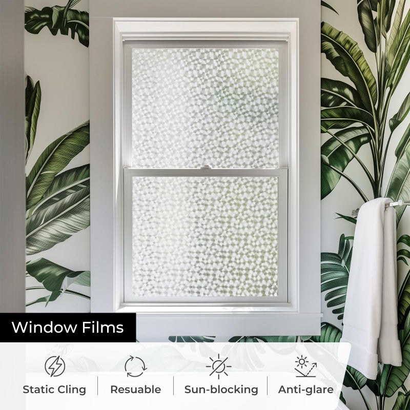 ADD.HERES Window Privacy Film, Glass Decorative Static Cling, Removable Sun Blocking Vinyl Covering,Window Film for Home Kitchen Living Room, Floral Shadows, 17.3" x 78.7" - Image 3