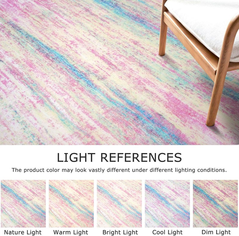 KOZYFLY Modern Abstract Small Area Rugs 2x3, Washable Indoor Front Door Mat Non-Slip Soft Small Bathroom Rug, Entryway Rugs Abstract Print Faux Wool Doormat Kitchen Mats, Multi Pink - Image 4