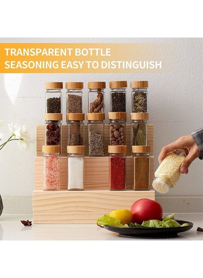 Beauenty - 24 Pcs Spice Jars with Labels - 4 oz Glass Spice Jars with Bamboo Lids, 48 Labels Labels Stickers, Collapsible Funnel, Seasoning Storage Bottles for Spice Rack, Cabinet, Drawer - Image 1