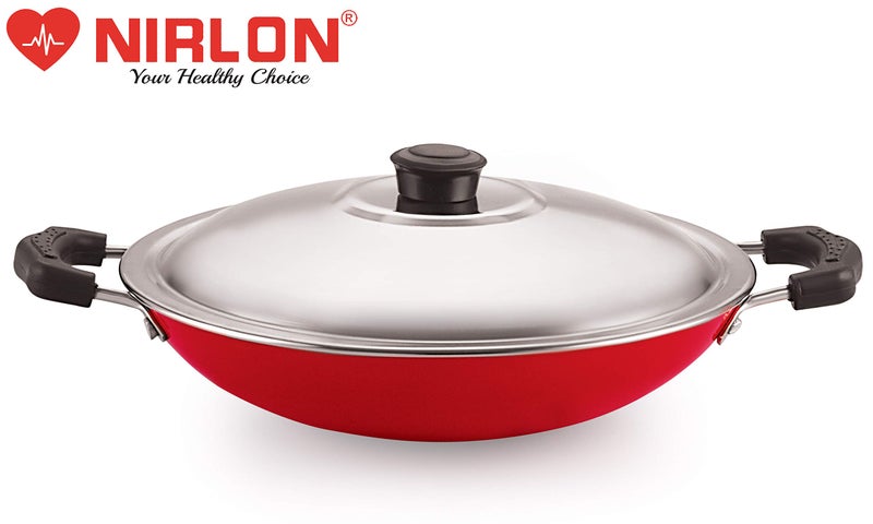 Nirlon Non Stick Aluminium Gas Compatible Appa Chatti/Appam Pan/kallu with Steel Lid 22.5cm - 1 LTR[3mm_Clasic_AC] - Image 2