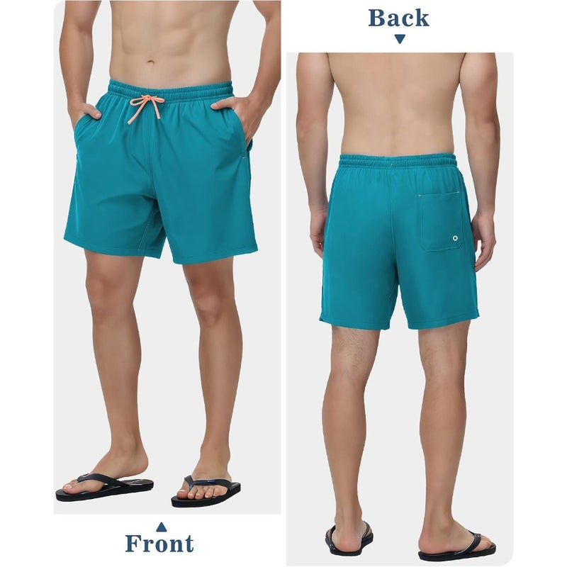 Zoofly Mens Swim Trunks 2 in 1 Swim Shorts Quick Dry Board Shorts with Zipper Pockets and Compression Liner - Image 2