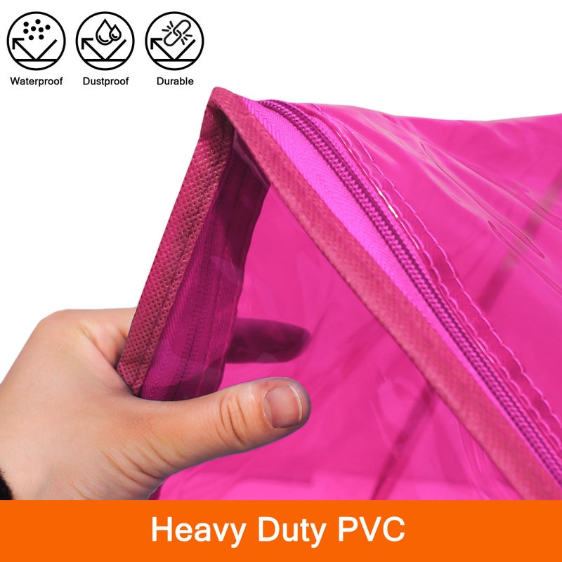 Vieshful Pink 40L Clear Clothes Storage Bag with Zipper 3 Pack Colorful Clothes Organizer Vinyl Storage Bag for Comforter, Blanket, Bedding, Duvet, Transparent Moving Totes - Image 3