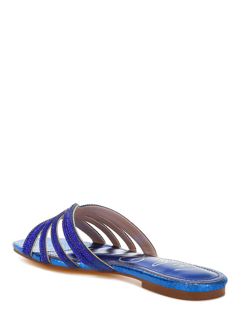 London Rag Rhinestone Cut Out Flats in Royal Blue  - Image 3