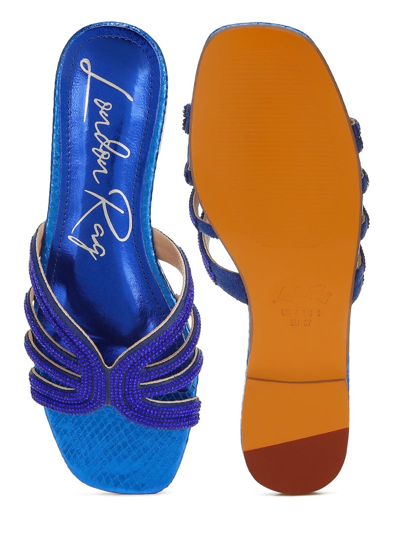 London Rag Rhinestone Cut Out Flats in Royal Blue  - Image 4