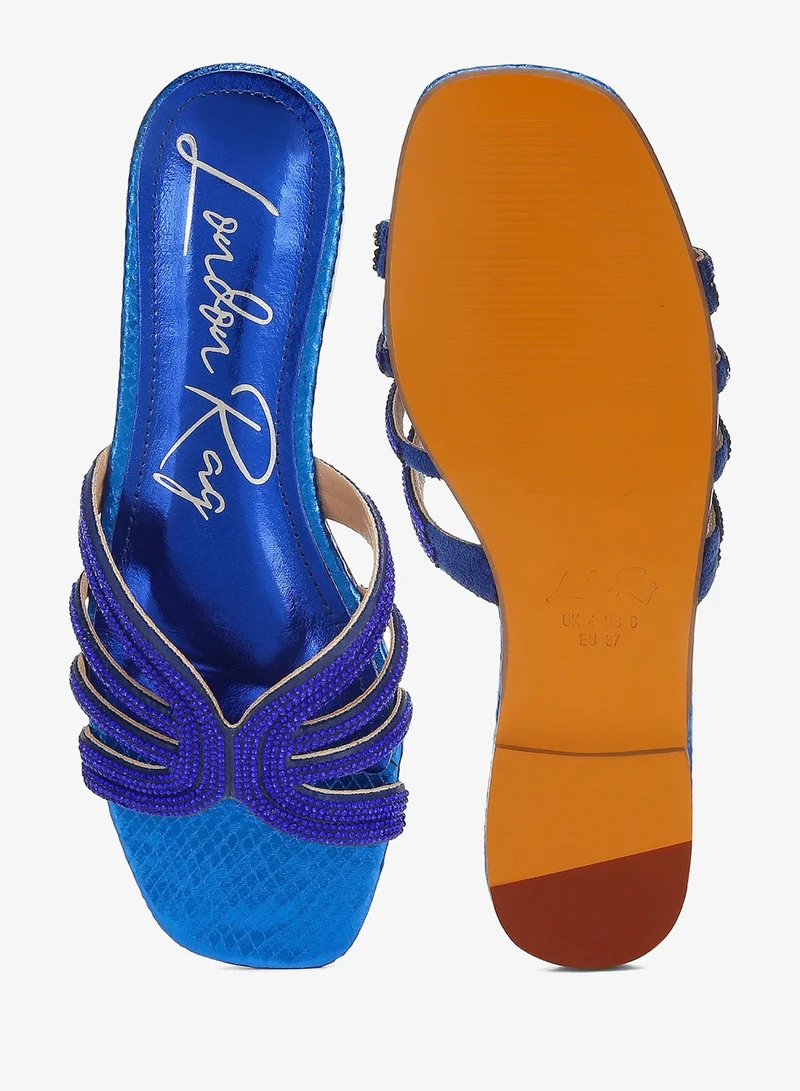London Rag Royal Blue London Rag Women's Rhinestone Cut Out Flats in Royal Blue for Women | Best Price UAE