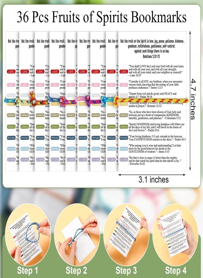 Yinkin 36 Sets Christian Gifts Bulk Scripture Bracelets Adjustable Bible Bracelets Fruit of The Spirit Handmade Braided Religious Gifts for Christmas Teachers Students Church Sunday School - Image 3