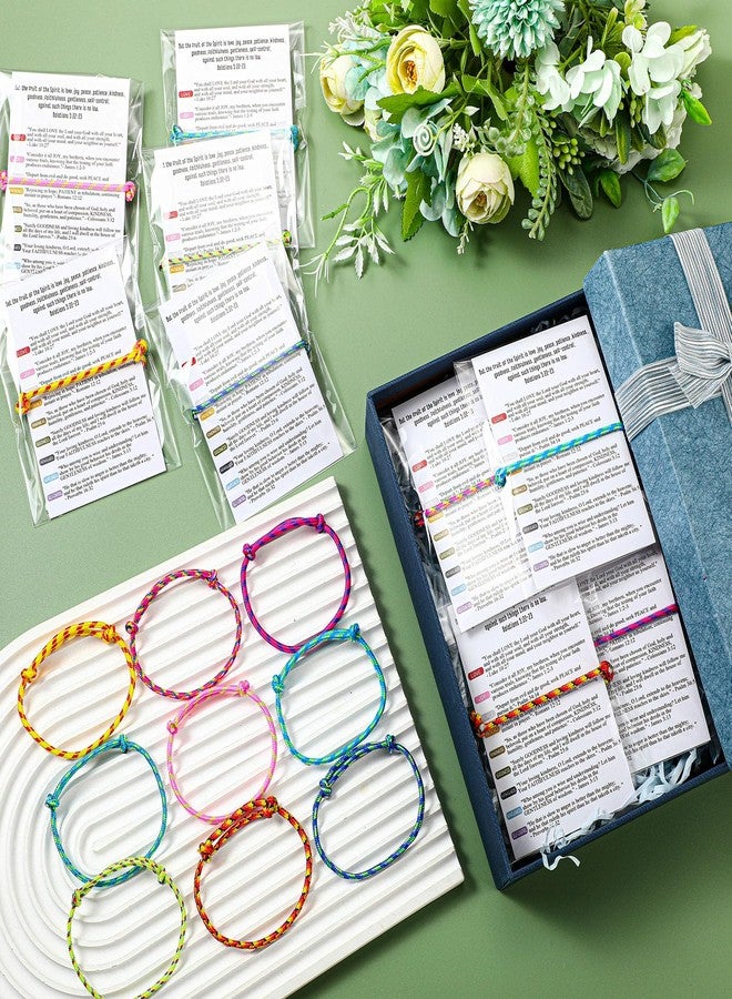 Yinkin 36 Sets Christian Gifts Bulk Scripture Bracelets Adjustable Bible Bracelets Fruit of The Spirit Handmade Braided Religious Gifts for Christmas Teachers Students Church Sunday School - Image 4
