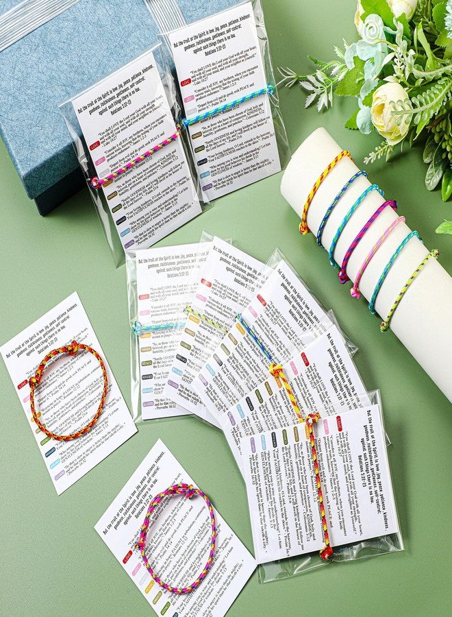 Yinkin 36 Sets Christian Gifts Bulk Scripture Bracelets Adjustable Bible Bracelets Fruit of The Spirit Handmade Braided Religious Gifts for Christmas Teachers Students Church Sunday School - Image 5