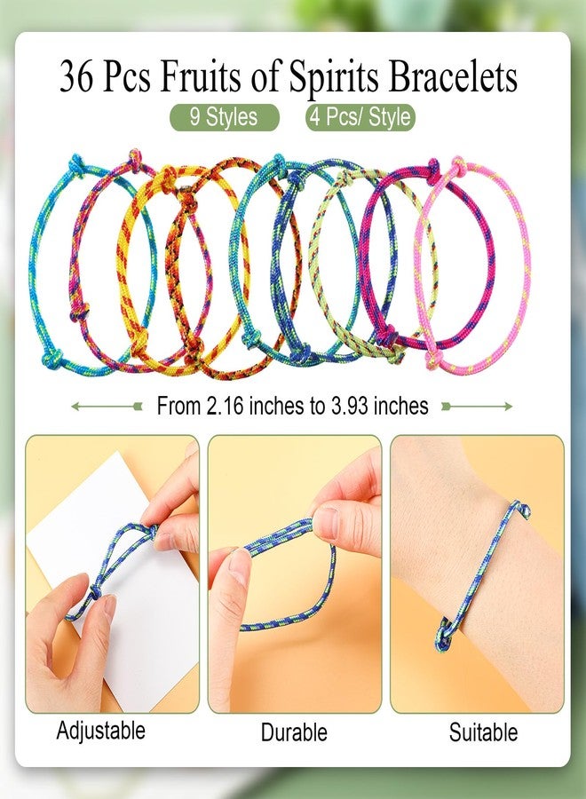 Yinkin 36 Sets Christian Gifts Bulk Scripture Bracelets Adjustable Bible Bracelets Fruit of The Spirit Handmade Braided Religious Gifts for Christmas Teachers Students Church Sunday School - Image 2