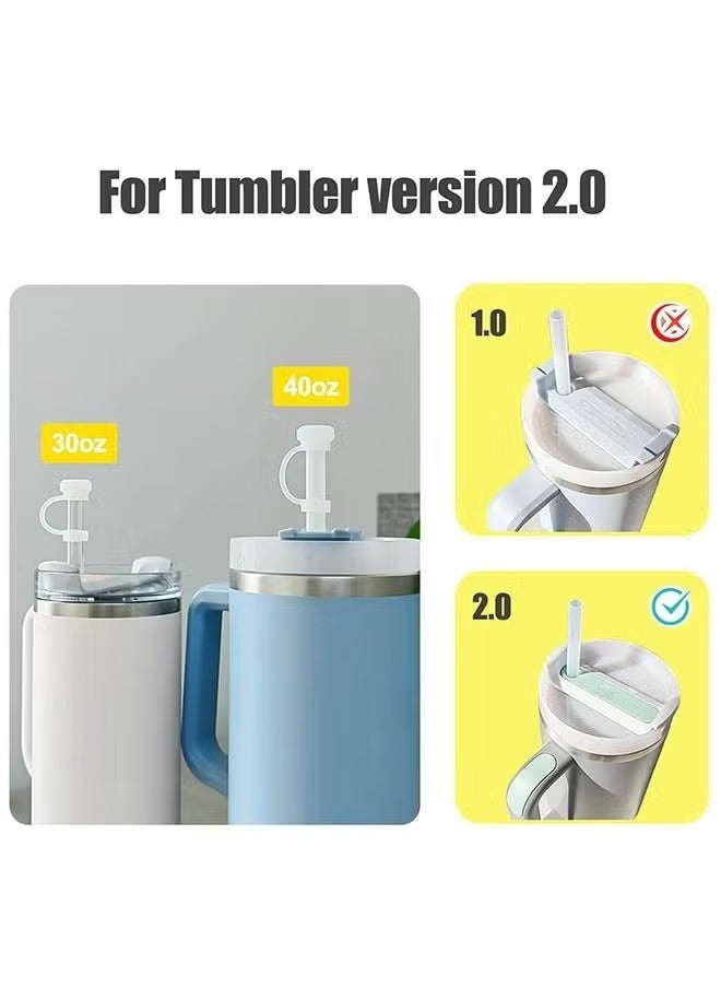 fantasize 12 PCS Silicone Spill Proof Stopper Set for Cup 2.0 40 oz or 30 oz, Reusable Straw Cover Including 4 Square Spill Stopper, 4 Round Leak Stopper and 4 Straw Cover Cap White  - Image 5