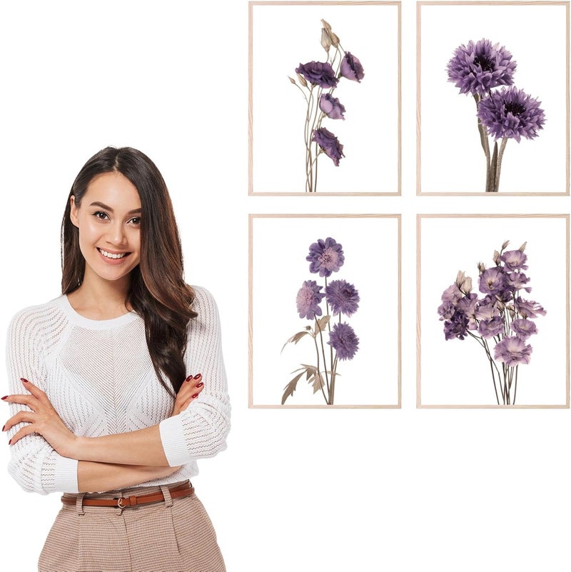 Insire Set of 4 Purple Flower Prints - Image 5