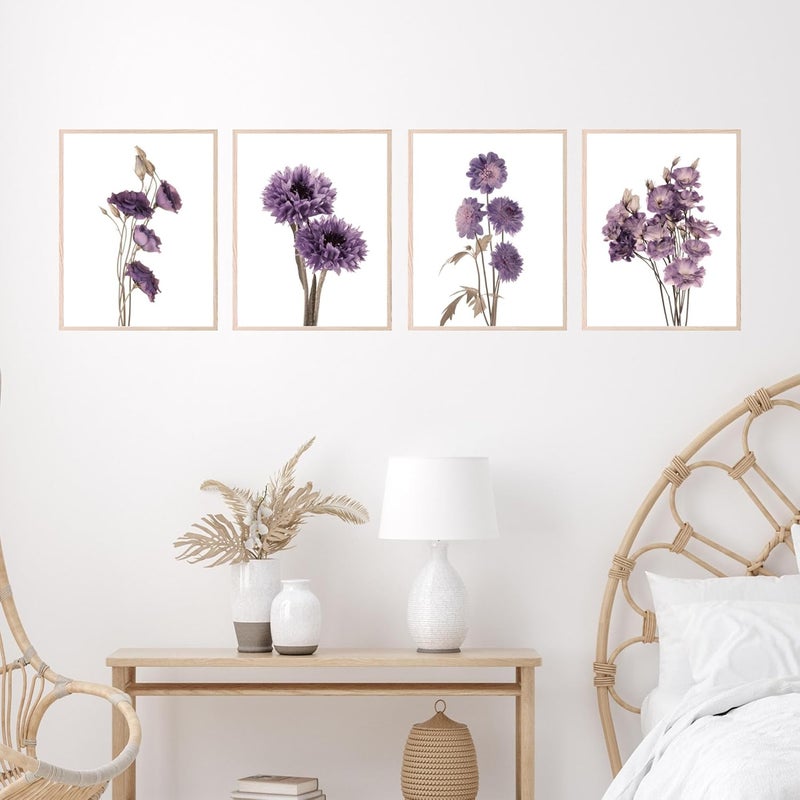 Insire Set of 4 Purple Flower Prints - Image 4