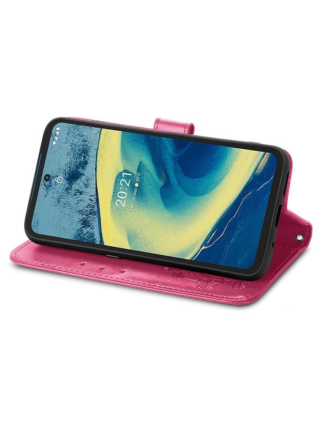 erorex Case For Nokia XR 20 Four-leaf Clasp Embossed Buckle Mobile Phone Protection Leather Case with Lanyard & Card Slot & Wallet & Bracket Function - Image 4