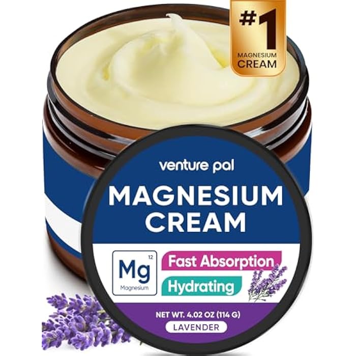 Venture Pal Topical Magnesium Cream, Fast-Absorbing Magnesium Moisturizing Lotion with Coconut Oil, Shea Butter & Hyaluronic Acid, Suitable for Kids - Image 1