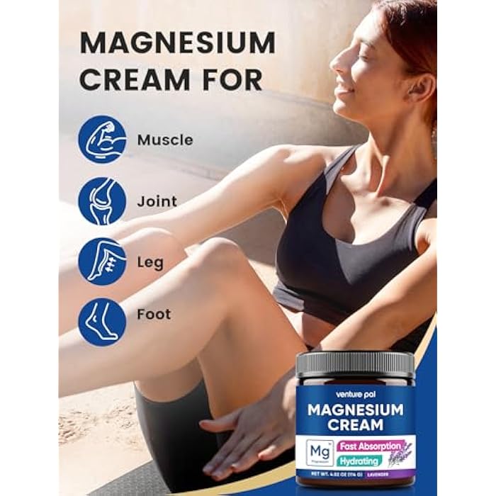 Venture Pal Topical Magnesium Cream, Fast-Absorbing Magnesium Moisturizing Lotion with Coconut Oil, Shea Butter & Hyaluronic Acid, Suitable for Kids - Image 3