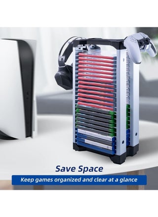 Game Storage Tower, Multifunction Video Game Shelf, Universal Video Game Storage, for 24 game Disk, 2 Headsets Controllers Holder, Games Gamer Gift - pzsku/Z8DEDCE130CD8A532D860Z/45/1745754023/dffa97e2-6c7f-4600-a68e-6f8ae33be274