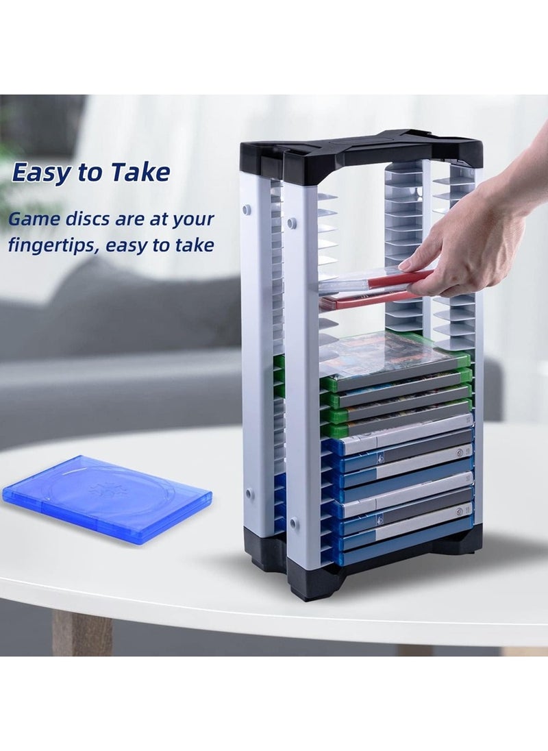 Generic - Game Storage Tower, Multifunction Video Game Shelf, Universal Video Game Storage, for 24 game Disk, 2 Headsets Controllers Holder, Games Gamer Gift - Image 1