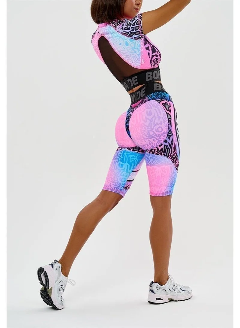 Bona Fide Extra push Up Lyc Graffiti Extra High Waist Biker Gym Shorts for Women for Women | Best Price UAE