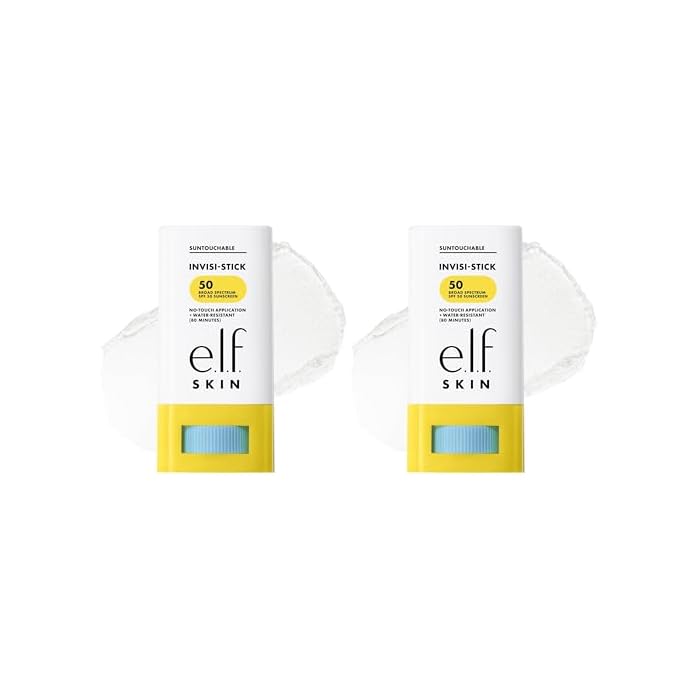 e.l.f. SKIN Suntouchable Invisi-Stick SPF 50, Clear Sunscreen For A Natural Finish, Made With Moisturizing Sunflower Seed Oil, Vegan & Cruelty-Free, (Pack of 2)