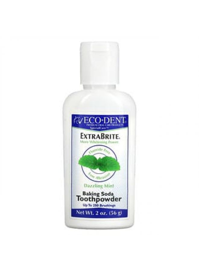 Eco-Dent Eco-Dent, ExtraBrite, Baking Soda Tooth Powder, Fluoride Free, Dazzling Mint, 2 oz (56 g)