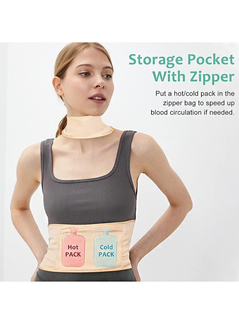 HaLunhi Liver Detox Castor Oil Pack, Set of 4 for Waist, Chest and Neck, Made of Organic Cotton Flannel and Waterproof PUL, Reusable Massage Castor Oil Pack Set with Oil-Leak-proof Design (Khaki) - Image 4