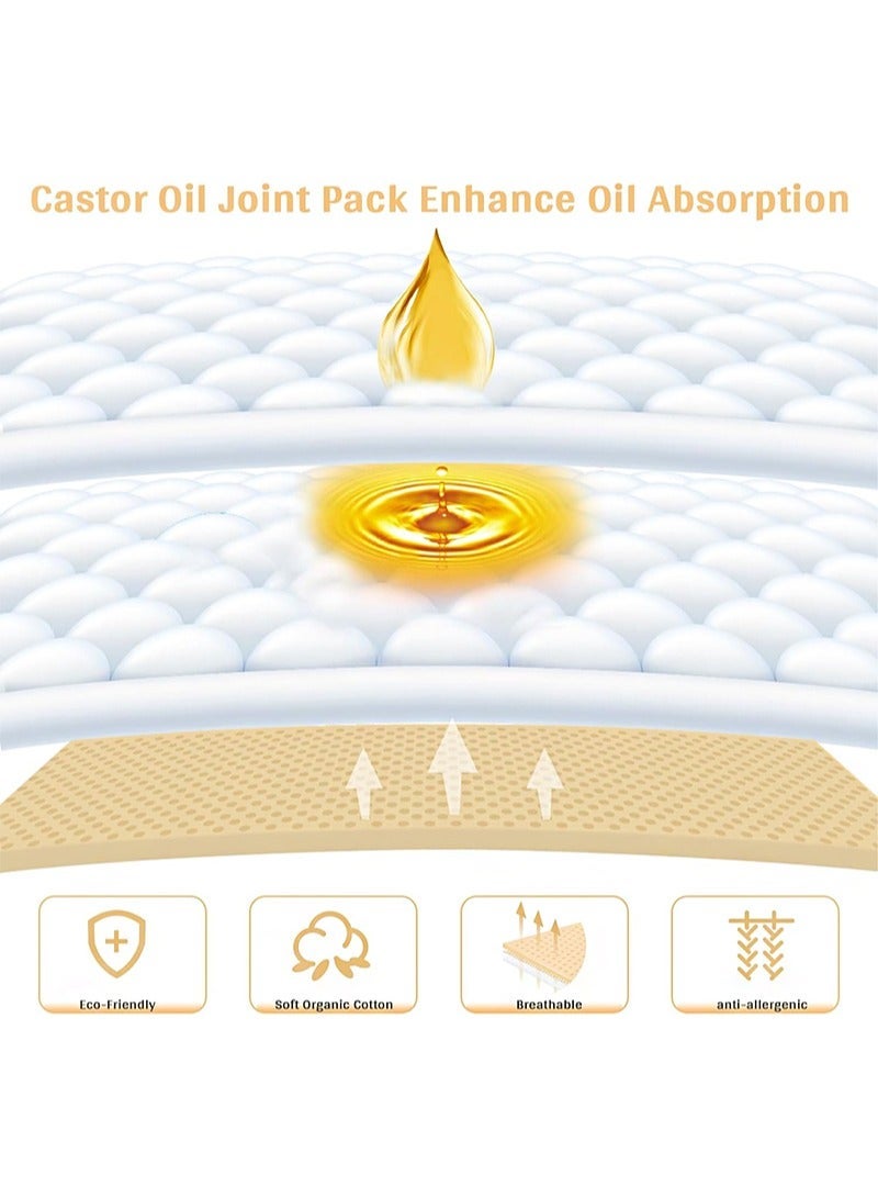 HaLunhi Liver Detox Castor Oil Pack, Set of 4 for Waist, Chest and Neck, Made of Organic Cotton Flannel and Waterproof PUL, Reusable Massage Castor Oil Pack Set with Oil-Leak-proof Design (Khaki) - Image 5