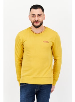 Levi's Men Crew Neck Brand Logo Long Sleeve Sweatshirt, Yellow  - Image 1