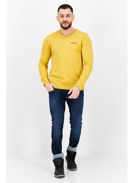Levi's Men Crew Neck Brand Logo Long Sleeve Sweatshirt, Yellow  - Image 2