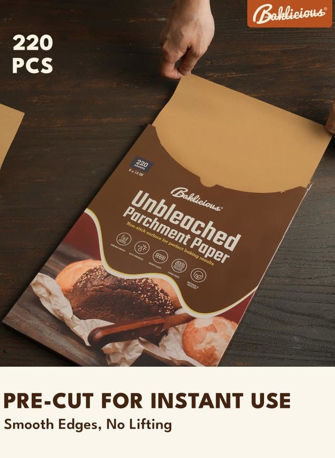 BAKLICIOUS 220 Pcs Unbleached Parchment Paper Baking Sheets, Pre-cut Heavy Duty Parchment Baking Paper for Air Fryer, Oven, Bakeware, Steaming, Cooking Bread, CupCake, Cookies - Image 2