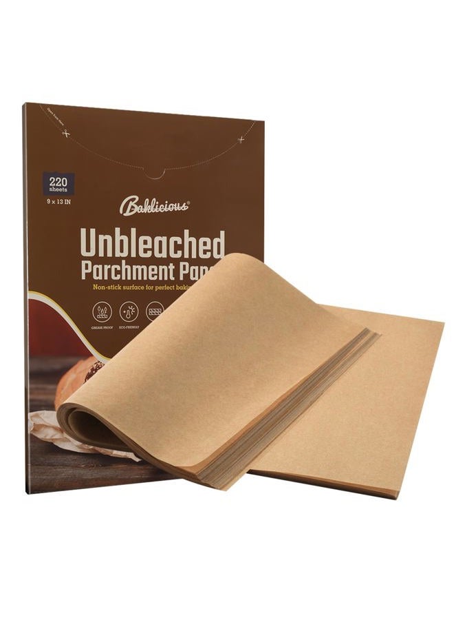 BAKLICIOUS 220 Pcs Unbleached Parchment Paper Baking Sheets, Pre-cut Heavy Duty Parchment Baking Paper for Air Fryer, Oven, Bakeware, Steaming, Cooking Bread, CupCake, Cookies - Image 1