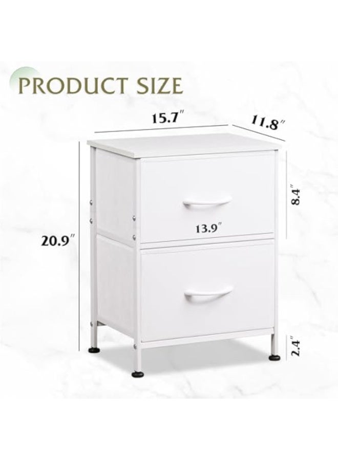 ACPLAY 2-Drawer Nightstand with Fabric Storage, Small Bedside Table with Wooden Top & Steel Frame, Modern End Table for Bedroom, Dorm, Living Room, Nursery – Easy Assembly - Image 3
