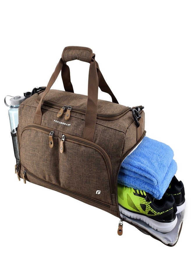 FocusGear Ultimate Gym Bag 2.0: The Durable Crowdsource Designed Duffel Bag with 10 Optimal Compartments Including Water Resistant Pouch, Brown, Medium (20"), Duffle Bag - Image 2