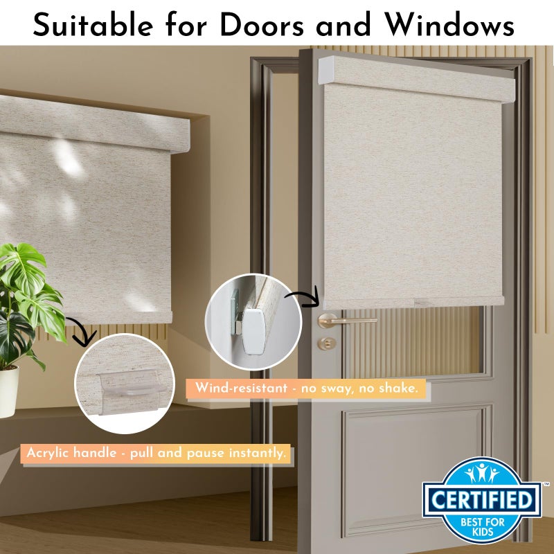 Persilux Blackout Roller Shades for Window Blinds,Cordless,Linen Fabric,Thermal Insulated Fabric UV Protection Shades for Home,Office,Bedroom,Door,Blackout-Cream,35" W X 72" H - Image 3