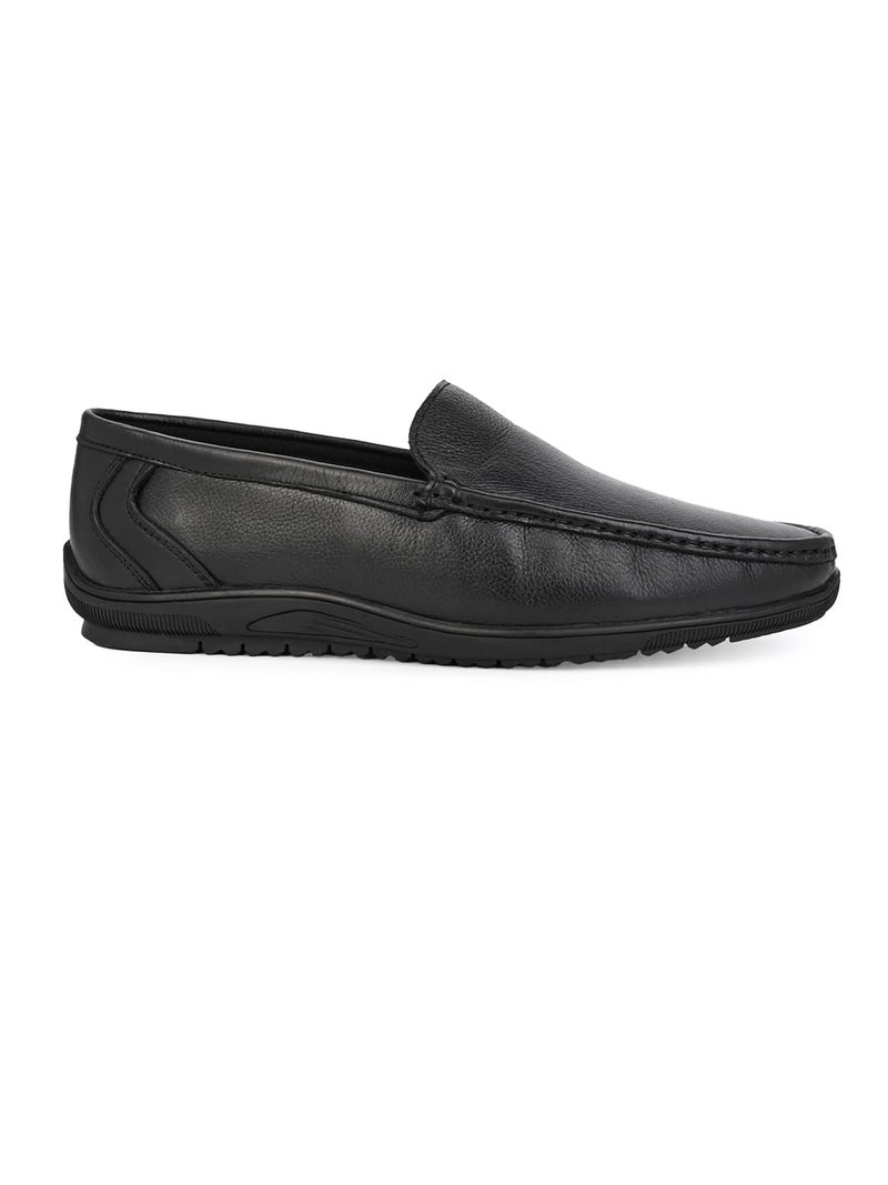 ALBERTO TORRESI Genuine Leather Filter Your Pain Rubber Sole Loafers with Padded Comfort for All Day Wear Black - Image 4