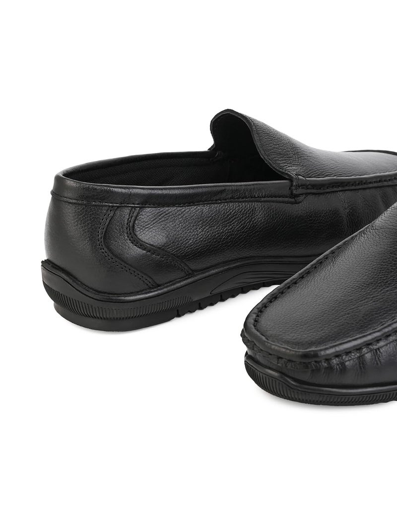 ALBERTO TORRESI Genuine Leather Filter Your Pain Rubber Sole Loafers with Padded Comfort for All Day Wear Black - Image 5