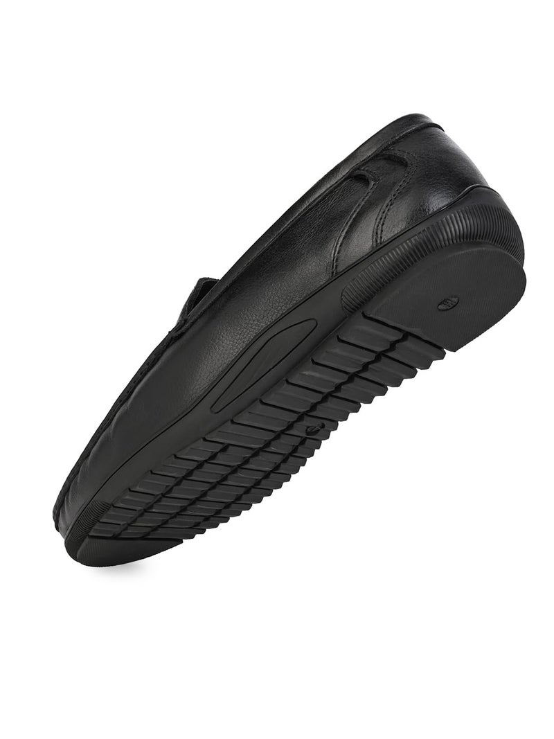 ALBERTO TORRESI Genuine Leather Filter Your Pain Rubber Sole Loafers with Padded Comfort for All Day Wear Black - Image 3