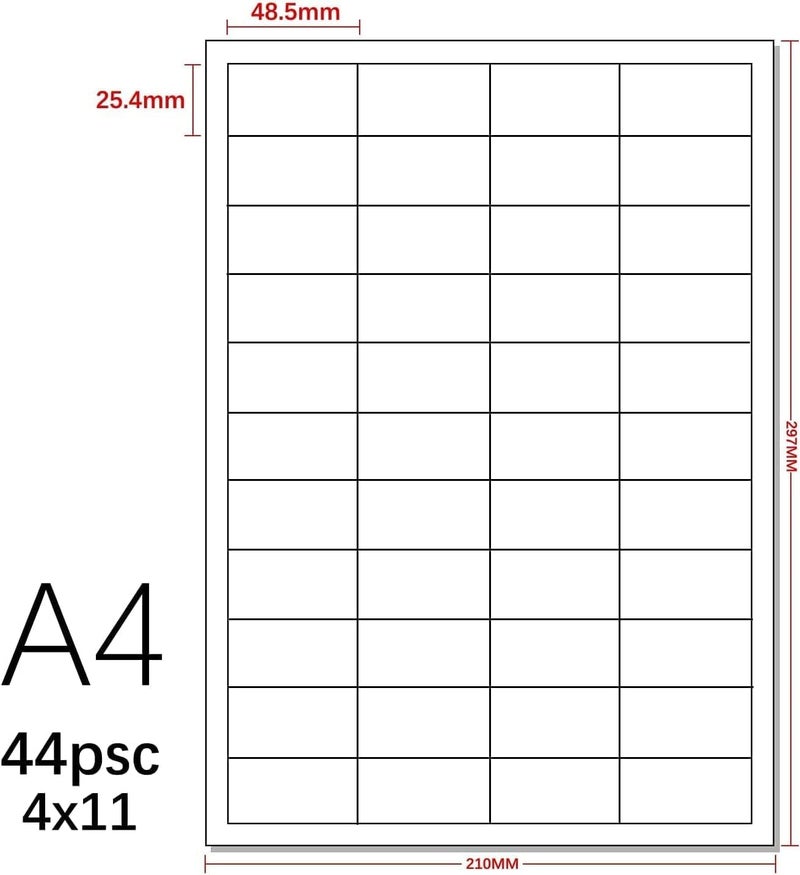 ECVV 100 Sheets Printable A4 Self Adhesive Stickers Shipping Mailing Label Fba Package Paper Compatible For Laser & Ink Jet Printers 44-Up Labels White(100 Sheets, 4400 Labels) - Image 3