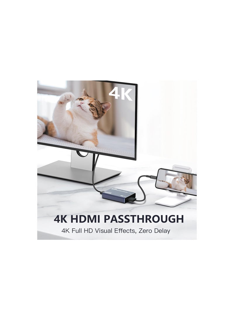 Generic - 4K HDMI USB 3.0 Audio Video Capture Card for Game Recording and Live Streaming, Full HD 1080p, No Frame Lag, Compatible with Nintendo Switch, Camera, PS4, OBS, and More. - Image 1