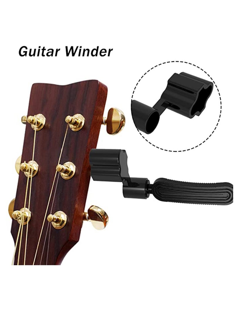 Built-in String Cutter, Professional Guitar Restringing Tool for Peg Winder Bridge Pin Puller and String Clippers, Guitar String Winder and Cutter, Fit to Guitars Bass Ukulele and Mandolin