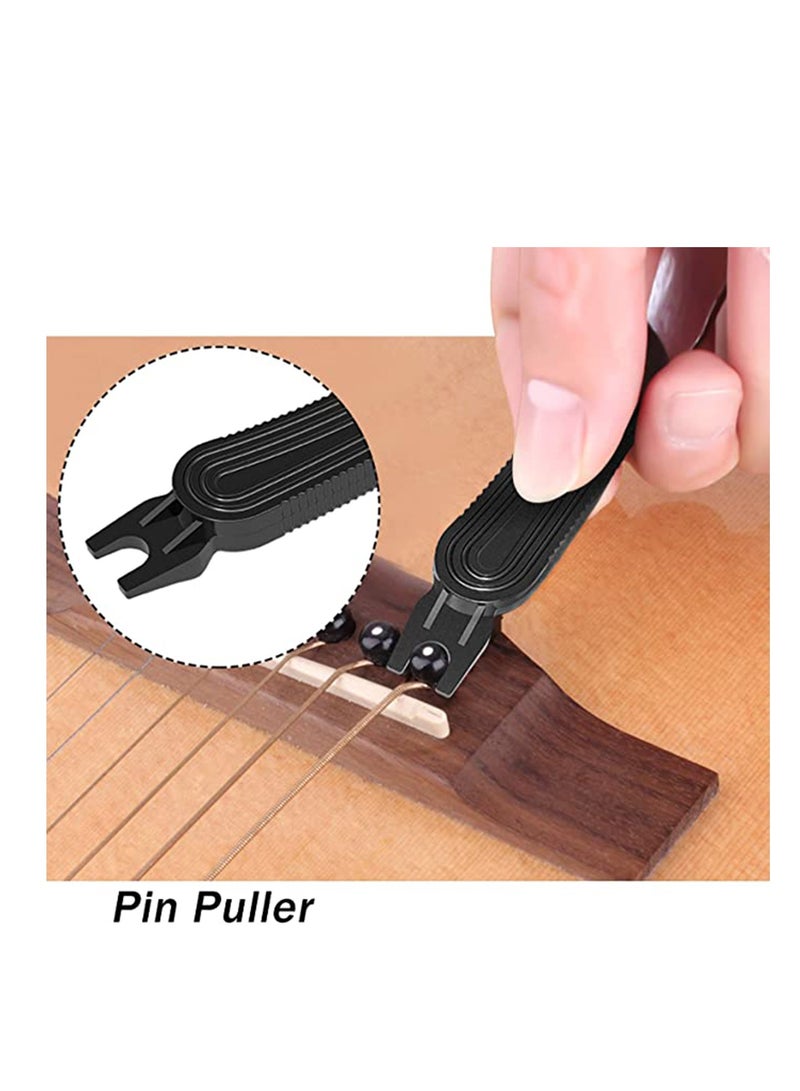 Built-in String Cutter, Professional Guitar Restringing Tool for Peg Winder Bridge Pin Puller and String Clippers, Guitar String Winder and Cutter, Fit to Guitars Bass Ukulele and Mandolin