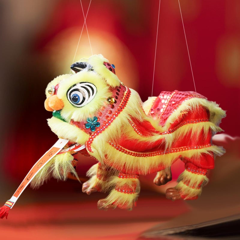 Traditional Chinese Hand String Puppet Marionette Lion Toy Red Yellow Handmade Decoration For Children Adults Party - Image 4