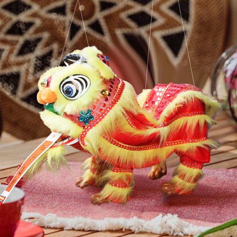 Traditional Chinese Hand String Puppet Marionette Lion Toy Red Yellow Handmade Decoration For Children Adults Party - Image 5