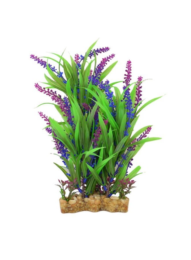 Aquarium Decor Fish Tank Decoration Ornament Artificial Plastic Plant Green/Purple, 11-inch