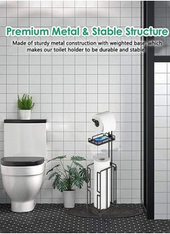 Generic Toilet Paper Holder Stand Tissue Paper Roll Dispenser with Shelf for Bathroom Storage Holds Reserve Mega Rolls Bathroom Freestanding Toilet Tissue Storage  - Image 4